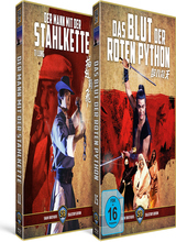 (Der Mann mit der Stahlkette & Das Blut der roten Python - Shaw Bundle #05) DER MANN MIT DER STAHLKETTE (Caap Ci Naan Fei / The Convict Killer)
Der wegen Mordes verurteilte Teng Piao schafft es mit Mühe aus einem Straflager zu fliehen. Angetrieben von Rache und bewaffnet mit der Stahlkette, die ihn Jahre lang an die Gefängnismauern gebunden hat, macht er sich auf die Suche nach dem Mann, der ihn in diese fatale Lage gebracht hat. Lan Fei, ehemaliger Freund und Verbündeter, soll für seinen Verrat und die Qualen, die Teng Piao erleiden musste, büßen – und zwar mit dem Tod!
Bildformat: 2,35:1 1080p FULL HD / Sprachen: Deutsch, Kantonesisch DTS-HD MASTER AUDIO / Laufzeit: 96 Min. / FSK: nicht geprüft
Untertitel: Deutsch, Englisch
Extras: Deutsche Kinofassung (HD) / Artbook mit dem deutschen Kinoaushang / Deutscher Trailer / Original Trailer / Trailershow / Bildergalerie / Wendecover mit alternativem Plakatmotiv
DAS BLUT DER ROTEN PYTHON (Tian Long Ba Bu / The Battle Wizard)
Prinz Zhengchun und die schöne Hongmian werden von Ehemann Huang Paoren beim Liebesspiel überrascht. Prompt schießt Zhengchun dem rasenden Ehemann mit Laserstrahlen aus seinem Yi-Yang-Finger die Beine ab. Huang Paoren schwört Rache - genau wie die schwangere Hongmian, die von Zhengchun wegen seiner Verlobten Baifung sitzen gelassen wird. Erbost erzieht sie ihre gemeinsame Tochter zu einer skrupellosen Kämpferin, die die verhasste Baifung töten soll. Als der Tag der Abrechnung naht, ist Zhengchuns legitimer Sohn Yu erwachsen und zur Enttäuschung des Vaters ein Bücherwurm, der kein Interesse an seinen Kampfkünsten hat. Um das harte Training zu umgehen, begibt er sich auf die Suche nach einer mächtigen roten Python, deren Blut gewaltige Kräfte verleihen soll.Auf seiner Reise trifft Yu auf eine geheimnisvolle, maskierte Kämpferin und ahnt nicht, welches Geheimnis beide gemeinsam haben...
Bildformat: 2,35:1 1080p FULL HD / Sprachen: Deutsch, Kantonesisch DTS-HD MASTER AUDIO / Laufzeit: 76 Min. (UNCUT) / FSK 16
Untertitel: Deutsch, Englisch
Extras: Deutsche Videofassung / Deutscher Kinotrailer / Original-Trailer / Promo-Trailer / Bildergalerie / Artbook mit dem deutschen Kinoaushang / Wendecover Artikelbild