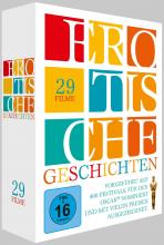 (Erotische Geschichten - 29 Filme) Deutschlands erfolgreichste Filmproduzentin Regina Ziegler beauftragte namhafte Filmemacher aus aller Welt, ihre ganz persönliche erotische Geschichte zu erzählen. 24 Regisseure - jeder von ihnen preisgekrönt - lieferten Beiträge aus Israel, Griechenland, Deutschland, Italien, Georgien, Irland, Island, Russland, der Ukraine, Indien, Finnland, England, den Niederlanden, Tschechien, Lettland und den USA. Entstanden sind 29 Filme, die durch Sinnlichkeit, Fantasie, Poesie, Skurrilitäten, Humor, Kontroversitäten und Eindringlichkeit überzeugen - und manchmal auch verführen. Sie wurden für 400 Festivals selektiert und mit vielfachen Preisen ausgezeichnet, sogar für den Oscar nominiert - und erstmals in diesem `DVD-Buch` vereint. ---Filme:--- 01 `Der flämische Meister` von Susan Seidelman- 02 `Die Himmelspforte` von Mani Kaul- 03 `Die unersättliche Mrs. Kirsch` von Ken Russell- 04 `Feucht` von Bob Rafelson- 05 `Vroom - Vroom - Vroom` von Melvin van Peebles- 06 `Berührungen` von Paul Cox- 07 `Zuckerschnute` von Cinzia Th. Torrini- 08 `Hotel Paradise` von Nicolas Roeg- 09 `Der Teufel und die Jungfrau` von Janusz Majewski- 10 `Sambolico` von Mika Kaurismäki- 11 `Der Elefant vergisst nie` von Detlev Buck- 12 `Der Wartesaal` von Jos Stelling- 13 `Can I be your Bratwurst, please?` von Rosa von Praunheim- 14 `Georgische Trauben` von Georgi Shengela- 15 `Träum was Schönes` von Antonis Kokkinos- 16 `Kimono` von Hal Hartley- 17 `Die Nachtschwester` von Bernd Heiber- 18 `On Top down under` von Fridrik Thor Fridriksson-- 19 `Die Tankstelle` von Jos Stelling- 20 `Angela` von Amos Kollek- 21 `Tagebuch einer Verführung` von Susan Streitfeld- 22 `Powers - Magische Kräfte` von Petr Zelenka- 23 `Verkehrsinsel` von Eoin Moore- 24 `Erotic Tales - Porn.com` von Bob Rafelson- 25 `Eine erotische Geschichte` von Dito Tsintsadze 26 `Zwischenspiel` von Justin Leonard Stauber- 27 `Nr. 2 oder wie der Honiglöffel in die Wäsche kam` von Bernd Heiber- 28 `Music` von Amos Kollek- 29 `Die Passage` von Jos Stelling- Artikelbild