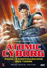 (Atomic Cyborg (Paco - Kampfmaschine des Todes (Cover A)) Der Boss des High-Tech Konzern Turner hat ein Problem - einen lästigen Reformpolitiker, der seinen Waffengeschäften im Weg stehen könnte. Deswegen schickt er den kybernetisch erweiterten Killer Paco, damit dieser den unliebsamen Widersacher aus dem Weg räumt. Doch Pacos menschlicher Teil weigert sich, den Auftrag auszuführen. So wird er zum Ziel eines brutalen Killerkommandos, das ihn quer durchs ganze Land jagd. Im abgelegenen Hotel der hübschen Linda findet Paco Unterschlupf, doch die unaufhaltsame Liquidierungstruppe ist ihm bereits dicht auf den Fersen und bedroht nun nicht nur ihn. Italo-Legende Sergio Martino inszenierte diesen rasanten Sci-Fi-Actionthriller mit diversen Genrelegenden wie George Eastman (Man-Eater) und John Saxon (Nightmare on Elm-Street). Erstmalig restauriert und ungekürzt auf DVD in deutscher Sprache. Artikelbild